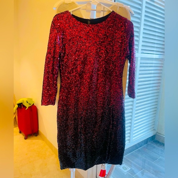Bodycon party red ombre sequins dress - Picture 3 of 5